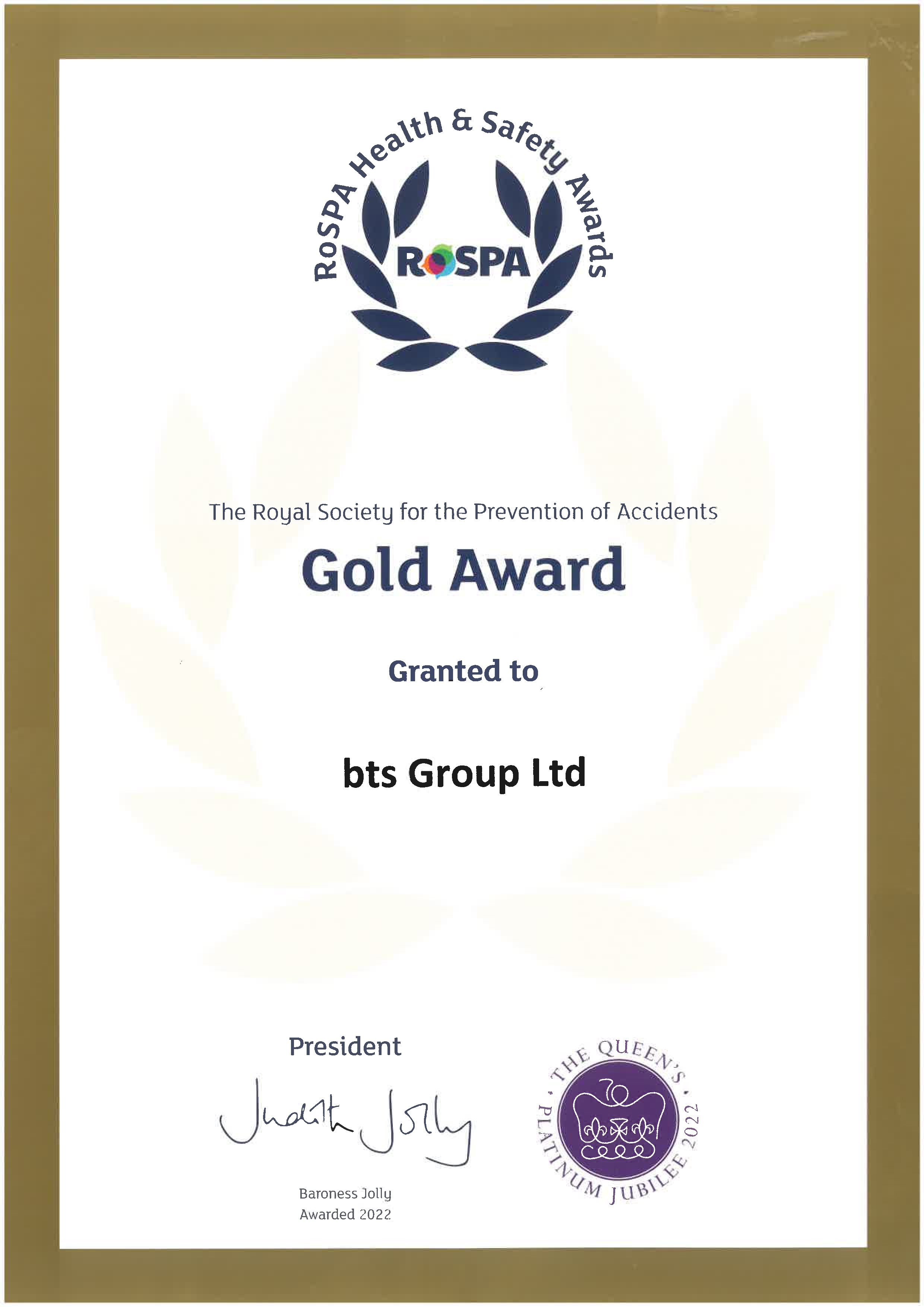 ROSPA Gold Certificate 2022